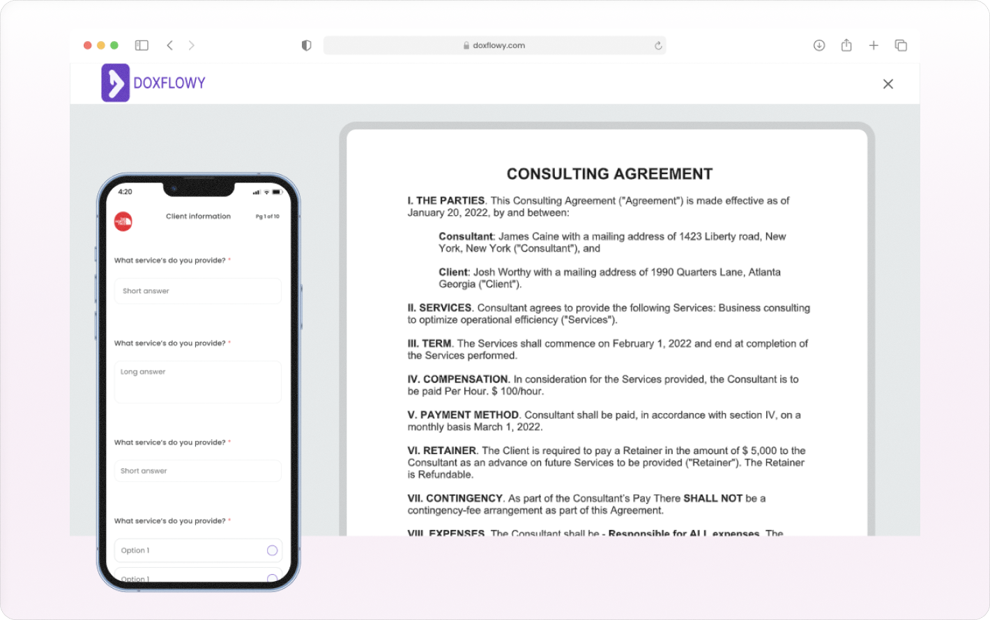 DoxFlowy document automation example DoxFlowy document automation example